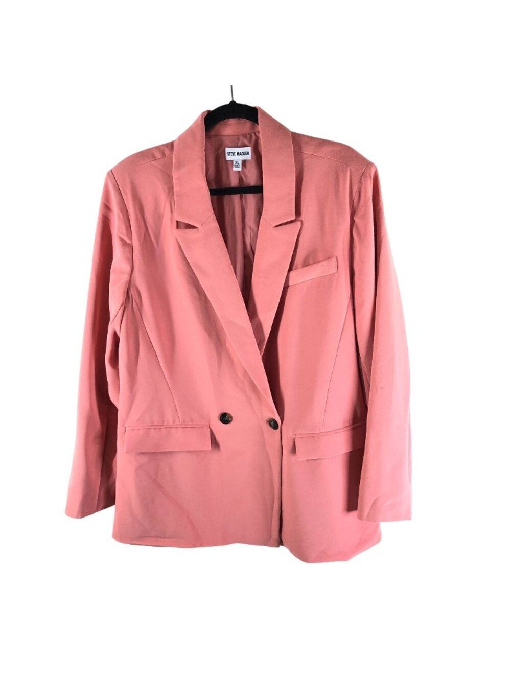 Steve Madden Womens Blazer Jacket Double Breasted Pink XL